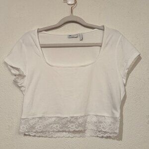 ASOS White Cap Sleeve Cropped Lace Top – Size M